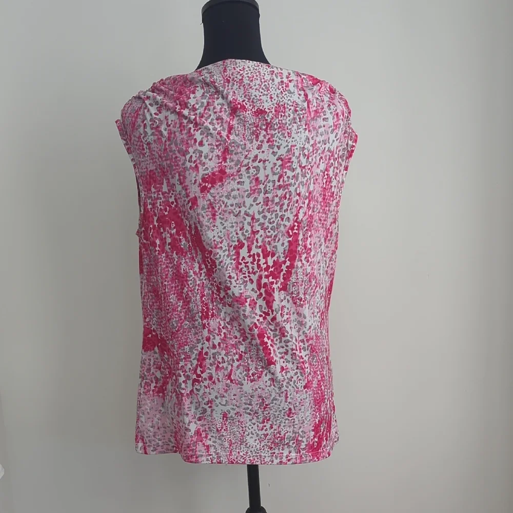 Anne Klein Pink & White Draped Cowl-Neck Camisole - Picture 4 of 6